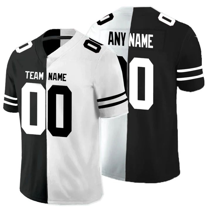 Custom C.Browns Any Team Black And White Peaceful Coexisting American Jerseys Stitched Football Jerseys