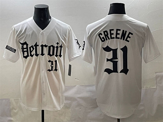 Detroit Tigers #31 Riley Greene White 'Motor Gothic Edition' Vapor Premier Limited Stitched Baseball Jersey