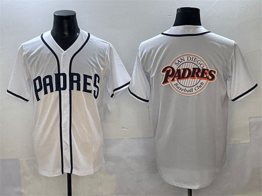 San Diego Padres Team Big Logo White Cool Base Stitched Baseball Jersey