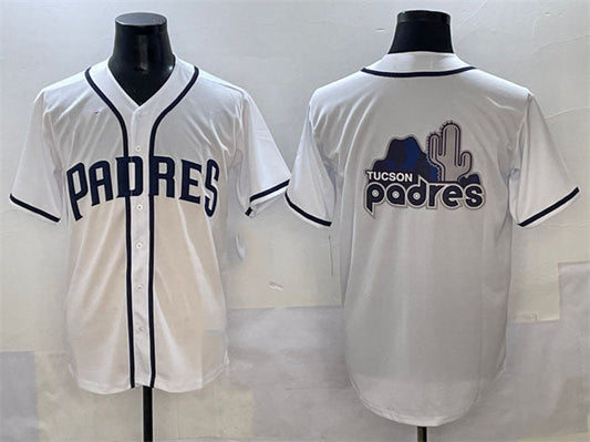 San Diego Padres Team Big Logo White Cool Base Stitched Baseball Jersey