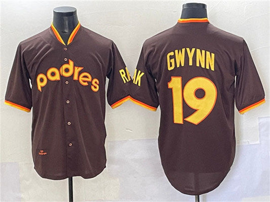 San Diego Padres #19 Tony Gwynn Brown Throwback Stitched Baseball Jersey
