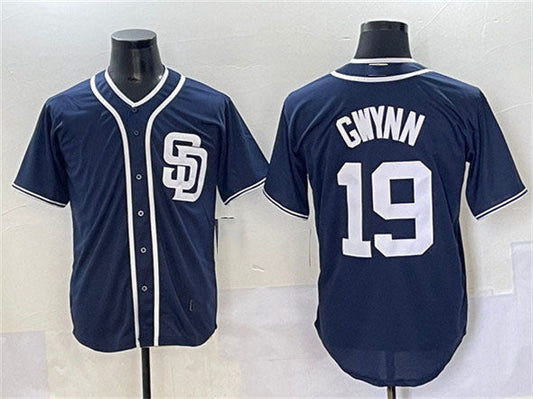 San Diego Padres #19 Tony Gwynn Navy Cool Base Stitched Baseball Jersey